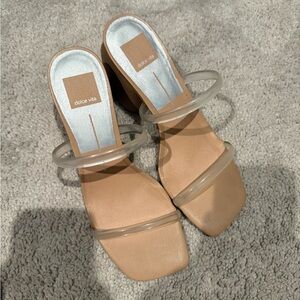 Dolce Vita Nude Heels with Clear Straps